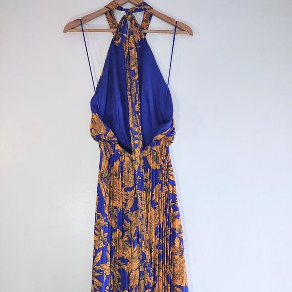 Lulumari Floral Wide Leg Halter Jumpsuit Pleated Boho Mod HipHop Women's Medium - Picture 6 of 9